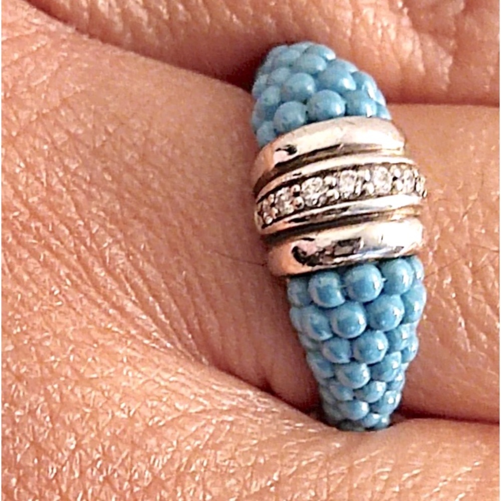 Lagos caviar blue ceramic, sterling silver& Diamonds